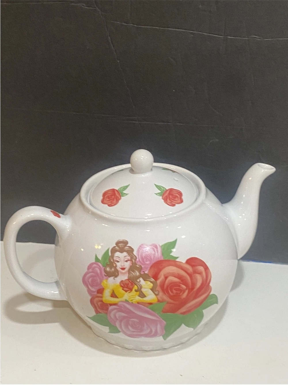 Disney Princess Belle Rose Ceramic Teapot